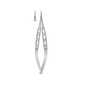 Vannas Capsulotomy Scissors, 7mm extra thin long blades, sharp tips, curved
