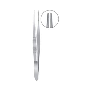 Bonaccolto Conjunctiva Forceps, longitudinally serrated jaws, with cross serrations at tips, 1.7mm wide