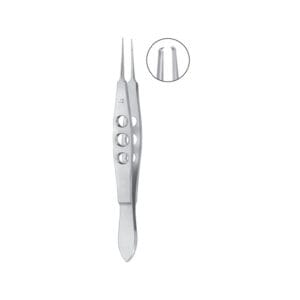 Castroviejo Suturing Forceps, 1 x 2 teeth, with tying platform, 0.9mm